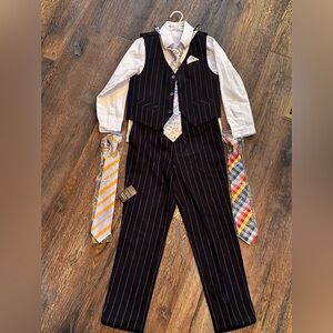 Boy’s Black Pinstripe Suit with Vest